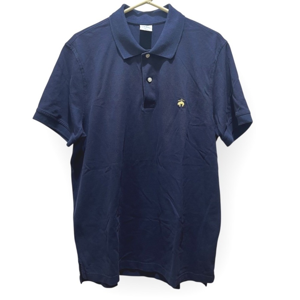 Brooks Brothers 1818 Slim Fit Polo Shirt XL Navy Blue Cotton Gold Logo Classic‎
